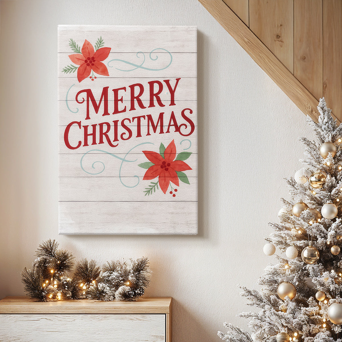 Holly-Red Sleigh Whisper - Canvas Art Print