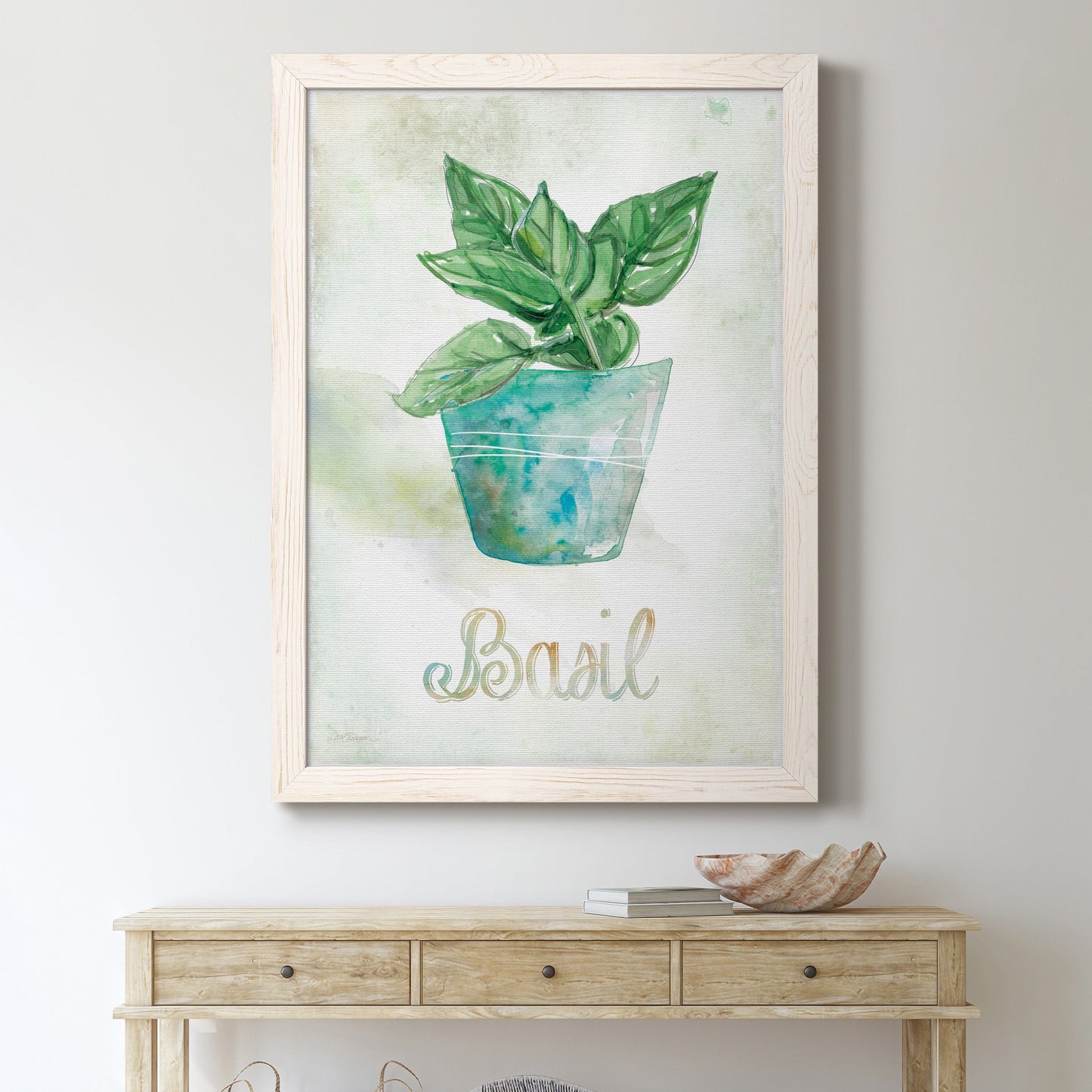 Potted Basil - Barnwood Framed Canvas Print