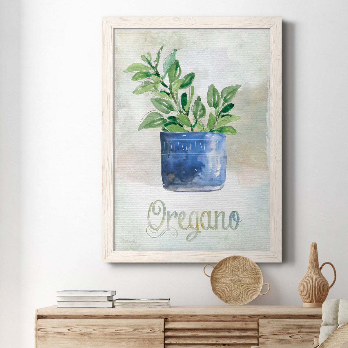 Potted Oregano - Barnwood Framed Canvas Print