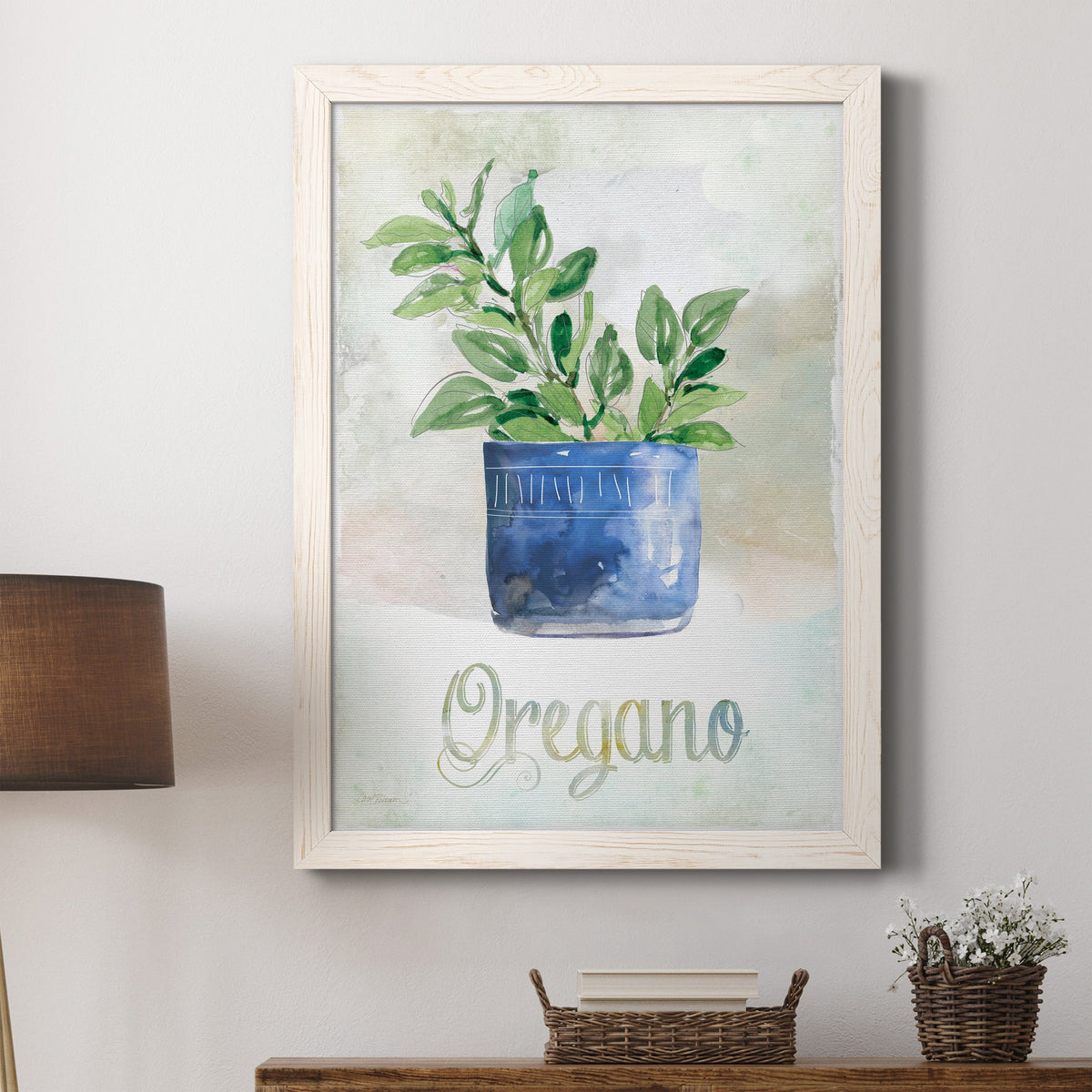 Potted Oregano - Barnwood Framed Canvas Print