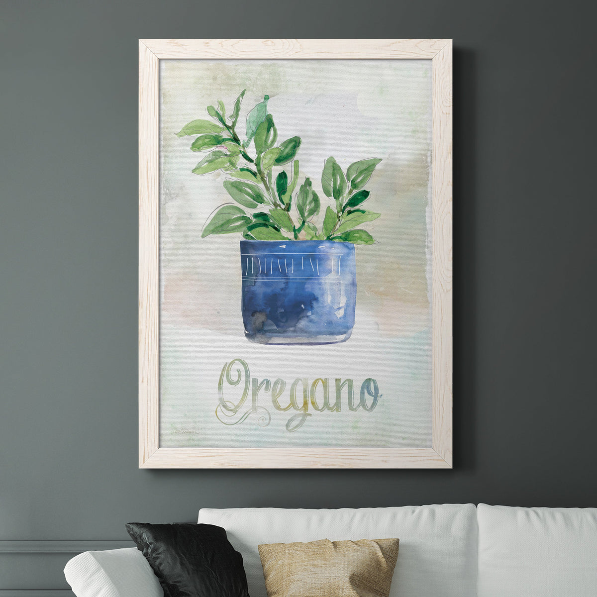 Potted Oregano - Barnwood Framed Canvas Print