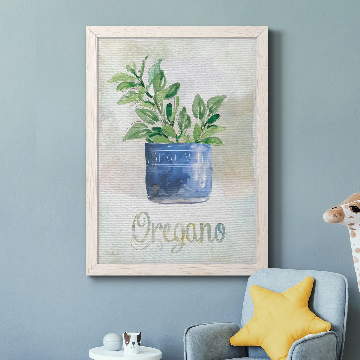 Potted Oregano - Barnwood Framed Canvas Print