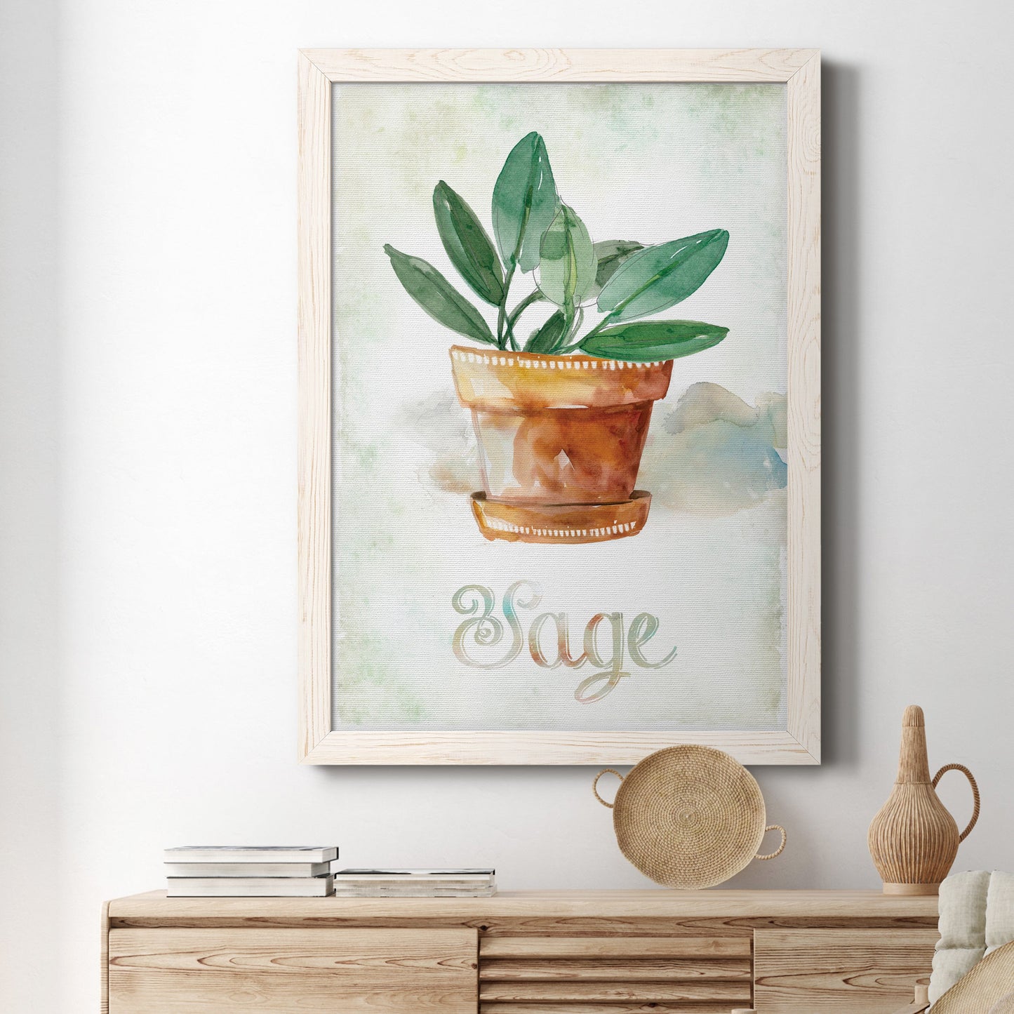 Potted Sage - Barnwood Framed Canvas Print