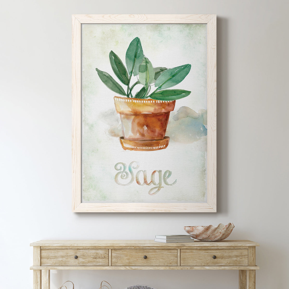 Potted Sage - Barnwood Framed Canvas Print