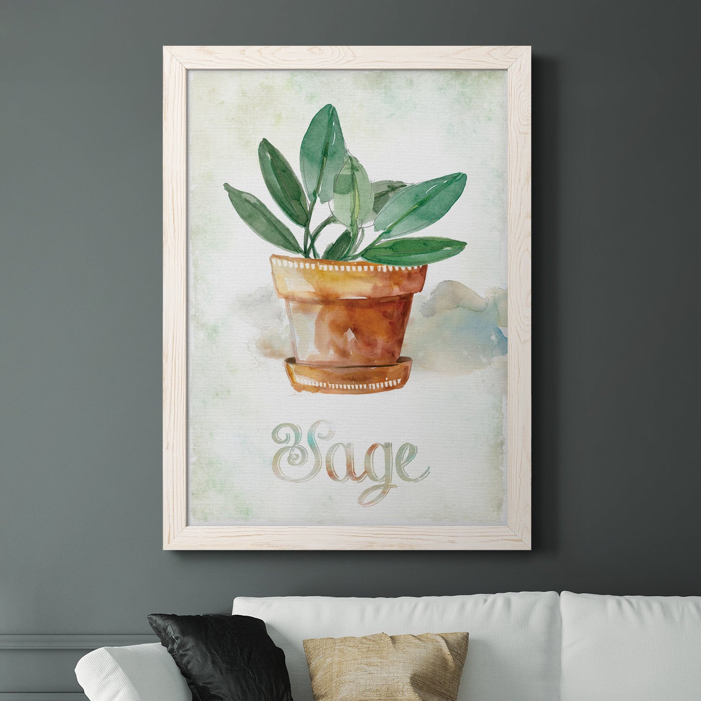 Potted Sage - Barnwood Framed Canvas Print