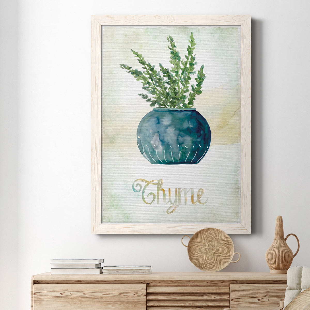 Potted Thyme - Barnwood Framed Canvas Print