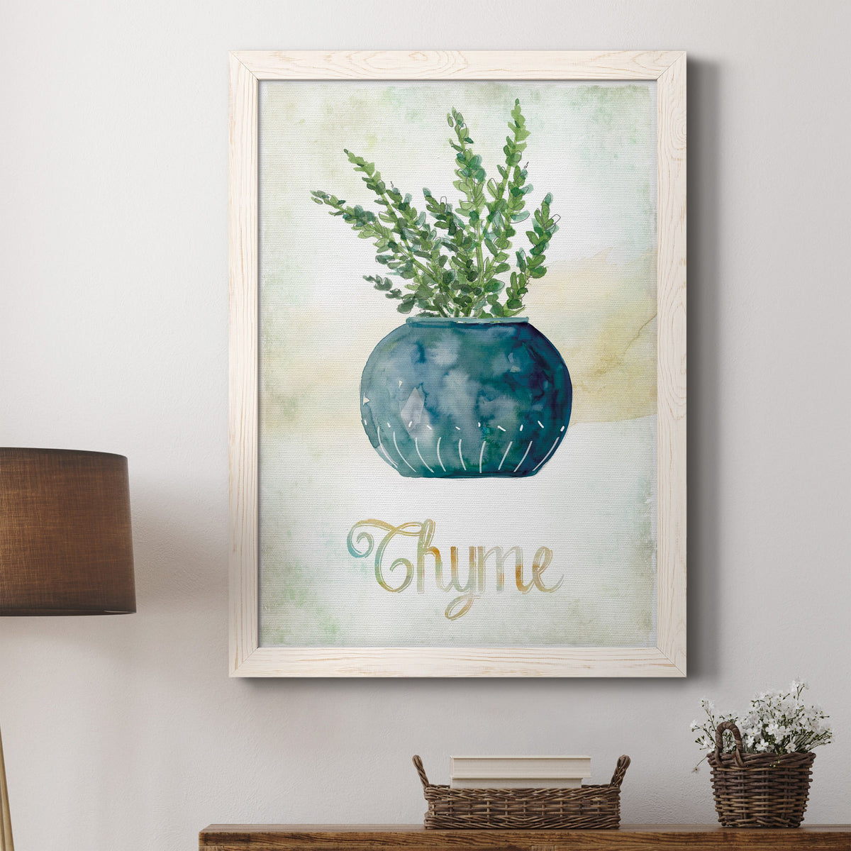 Potted Thyme - Barnwood Framed Canvas Print