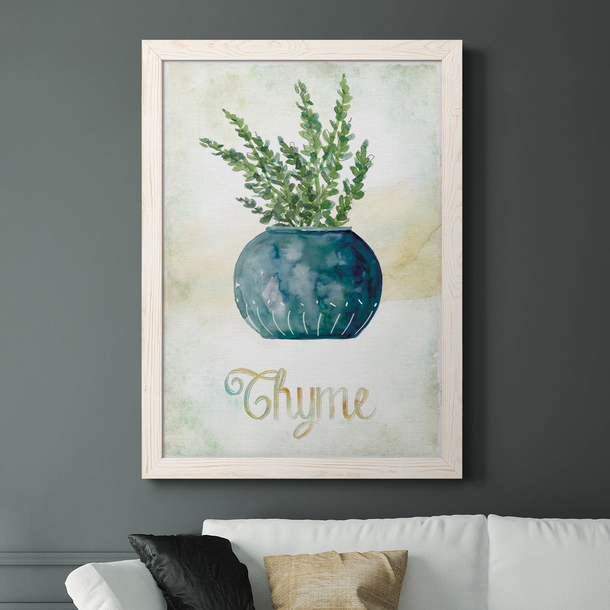 Potted Thyme - Barnwood Framed Canvas Print