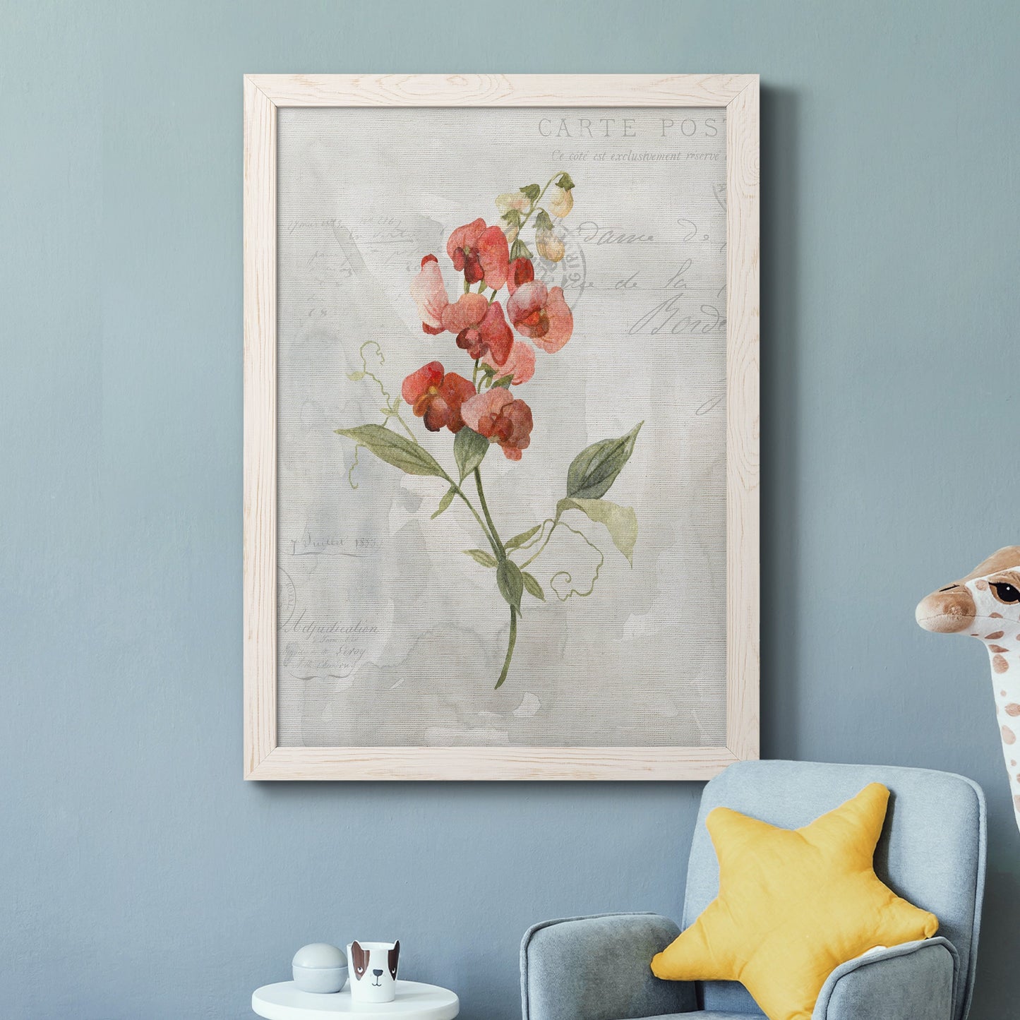 Linen Sweet Pea - Barnwood Framed Canvas Print