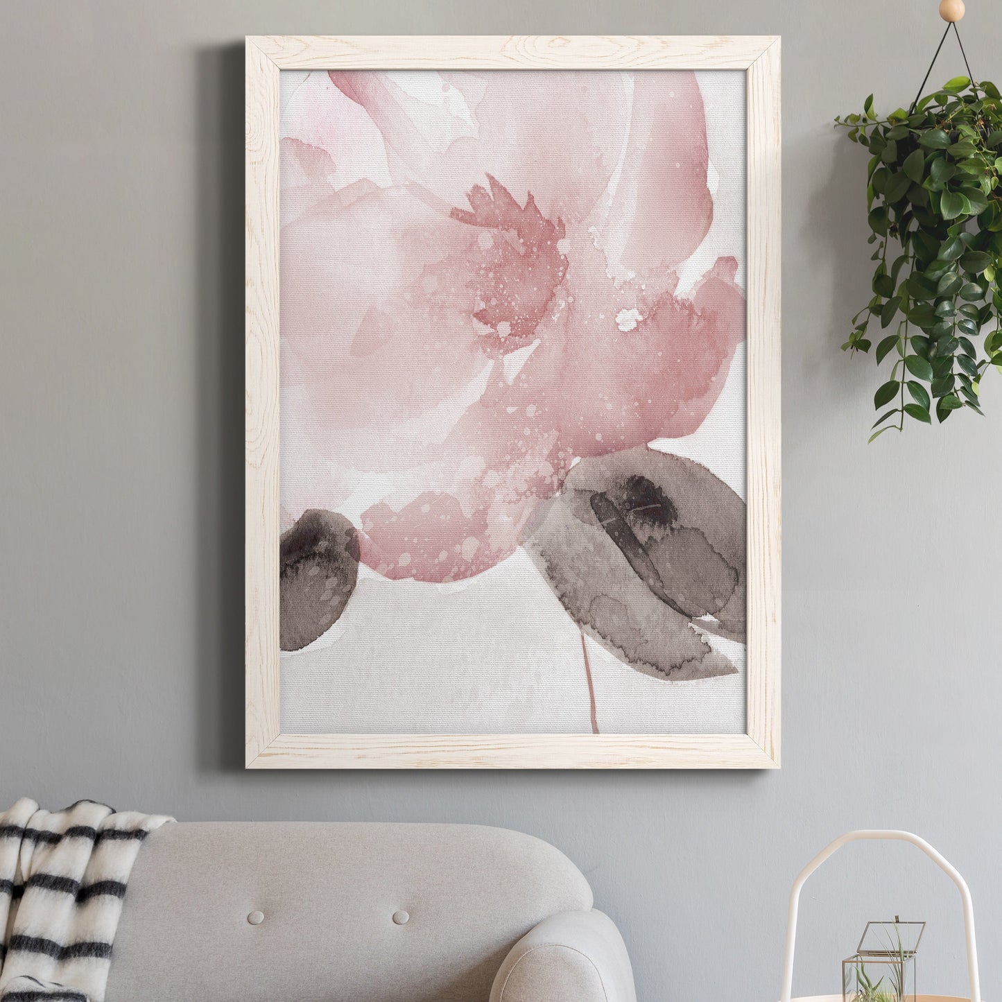 Blush Bloom I - Barnwood Framed Canvas Print