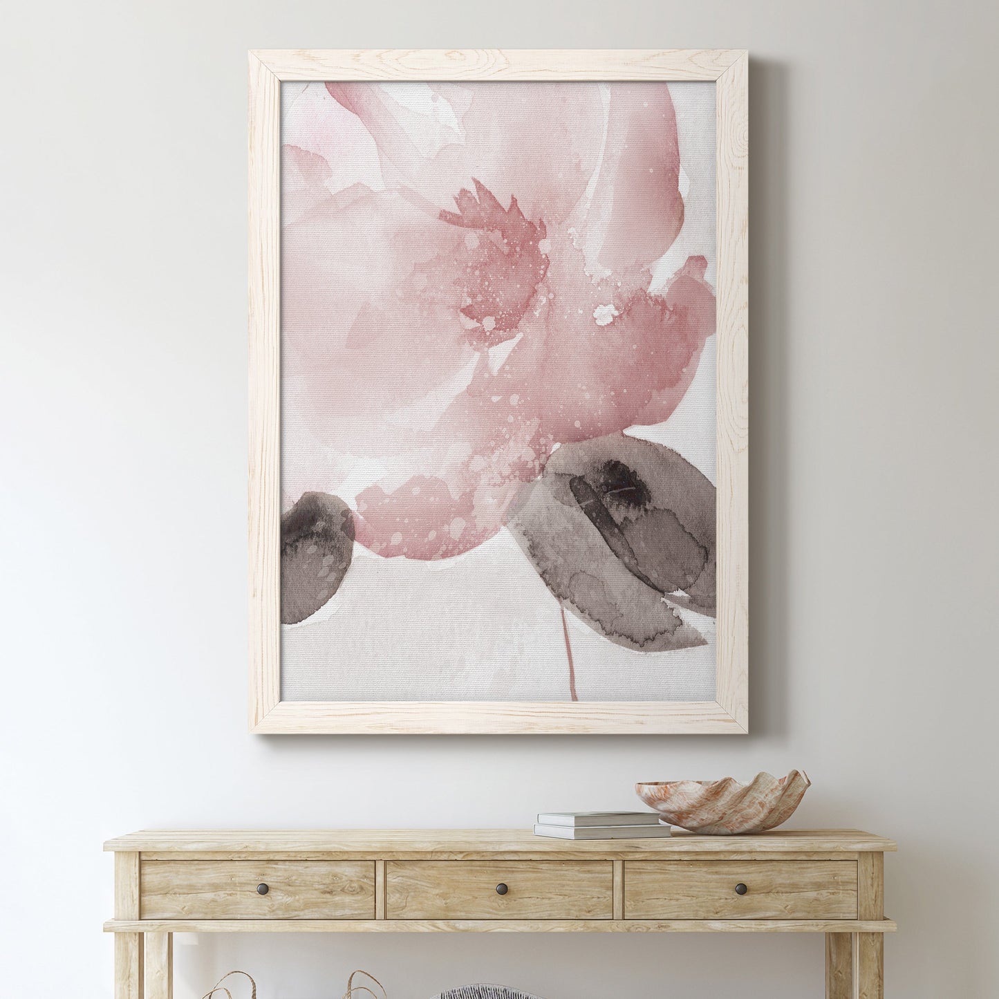 Blush Bloom I - Barnwood Framed Canvas Print