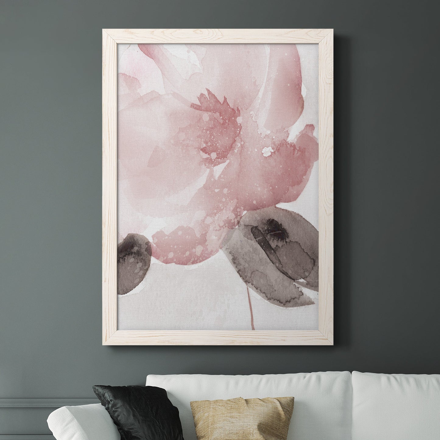 Blush Bloom I - Barnwood Framed Canvas Print