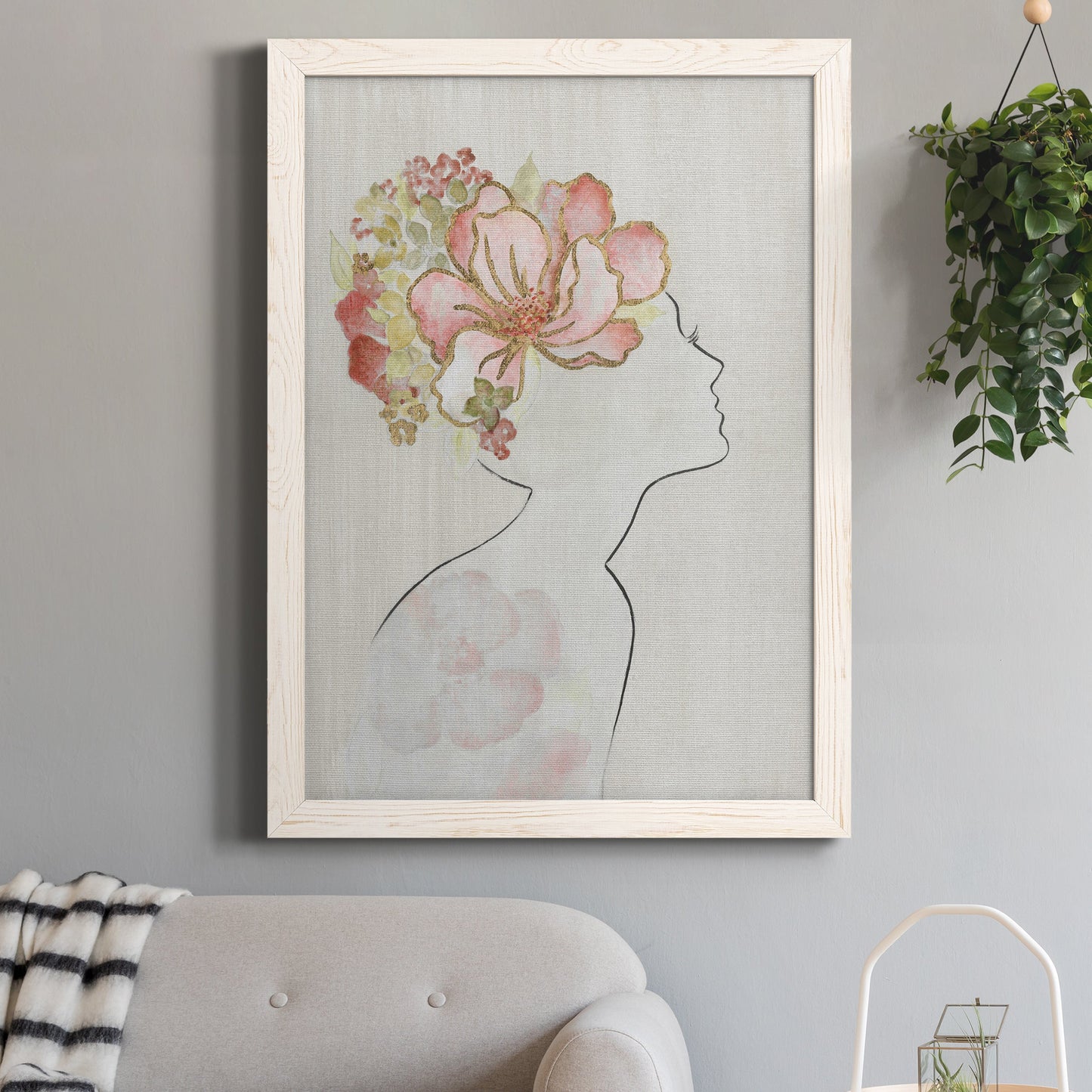 Fashion Floral Silhouette I - Barnwood Framed Canvas Print