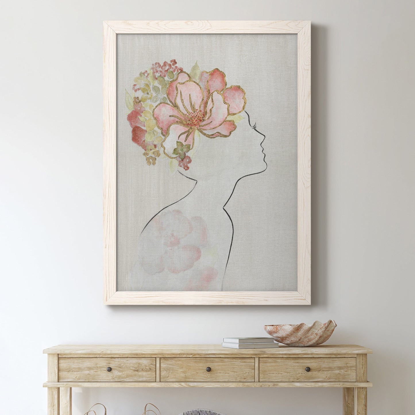Fashion Floral Silhouette I - Barnwood Framed Canvas Print