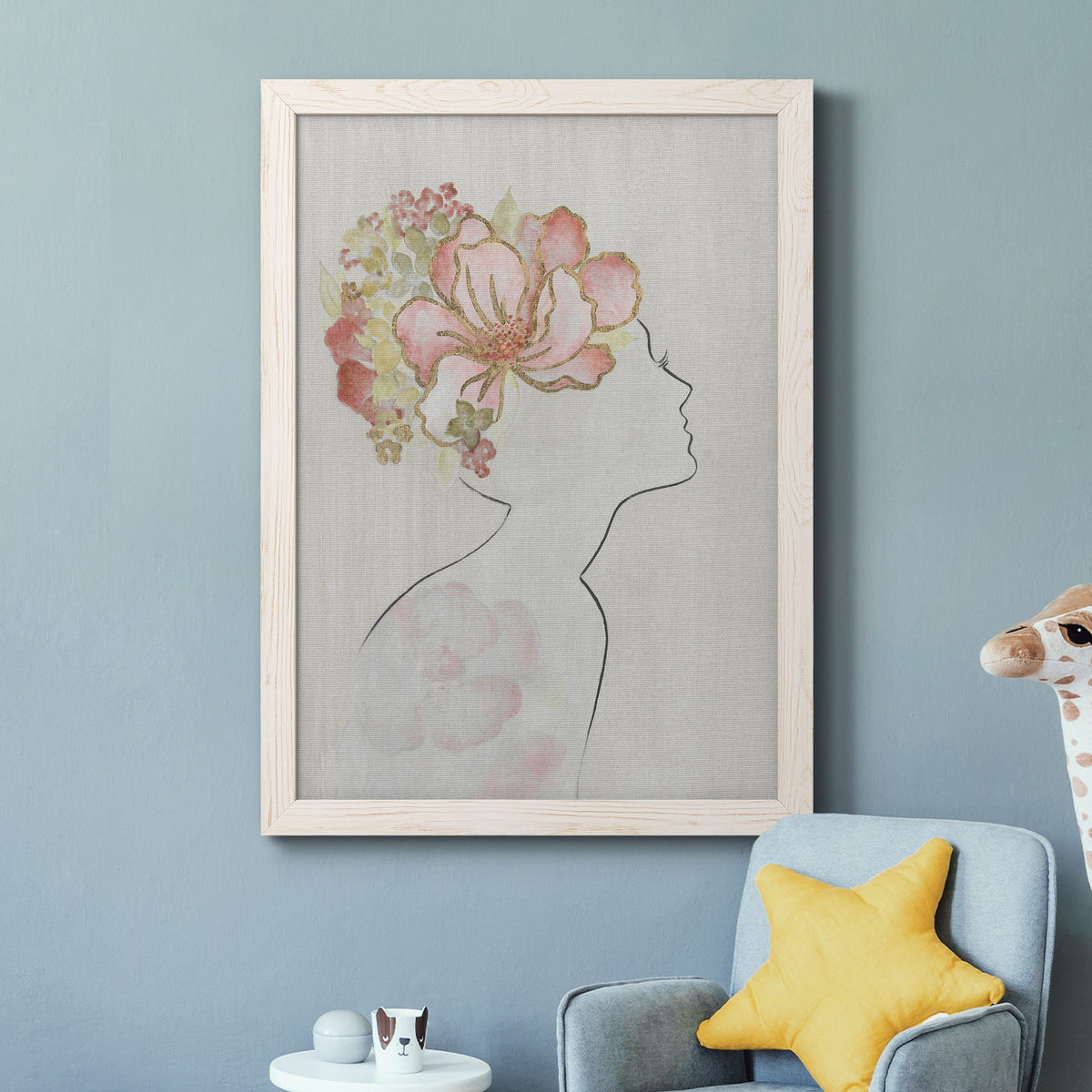 Fashion Floral Silhouette I - Barnwood Framed Canvas Print