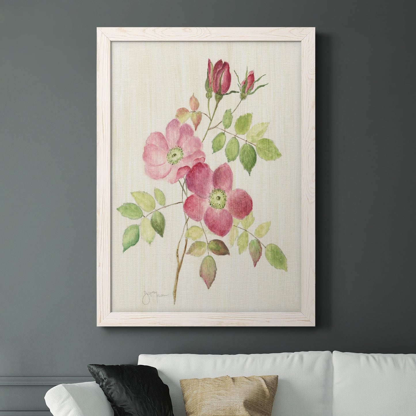 Dusty Rose I - Barnwood Framed Canvas Print