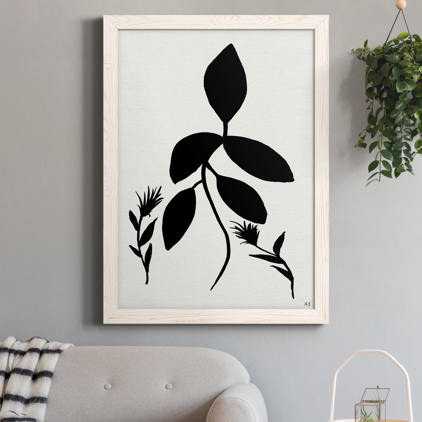 Silhouette Garden I - Barnwood Framed Canvas Print
