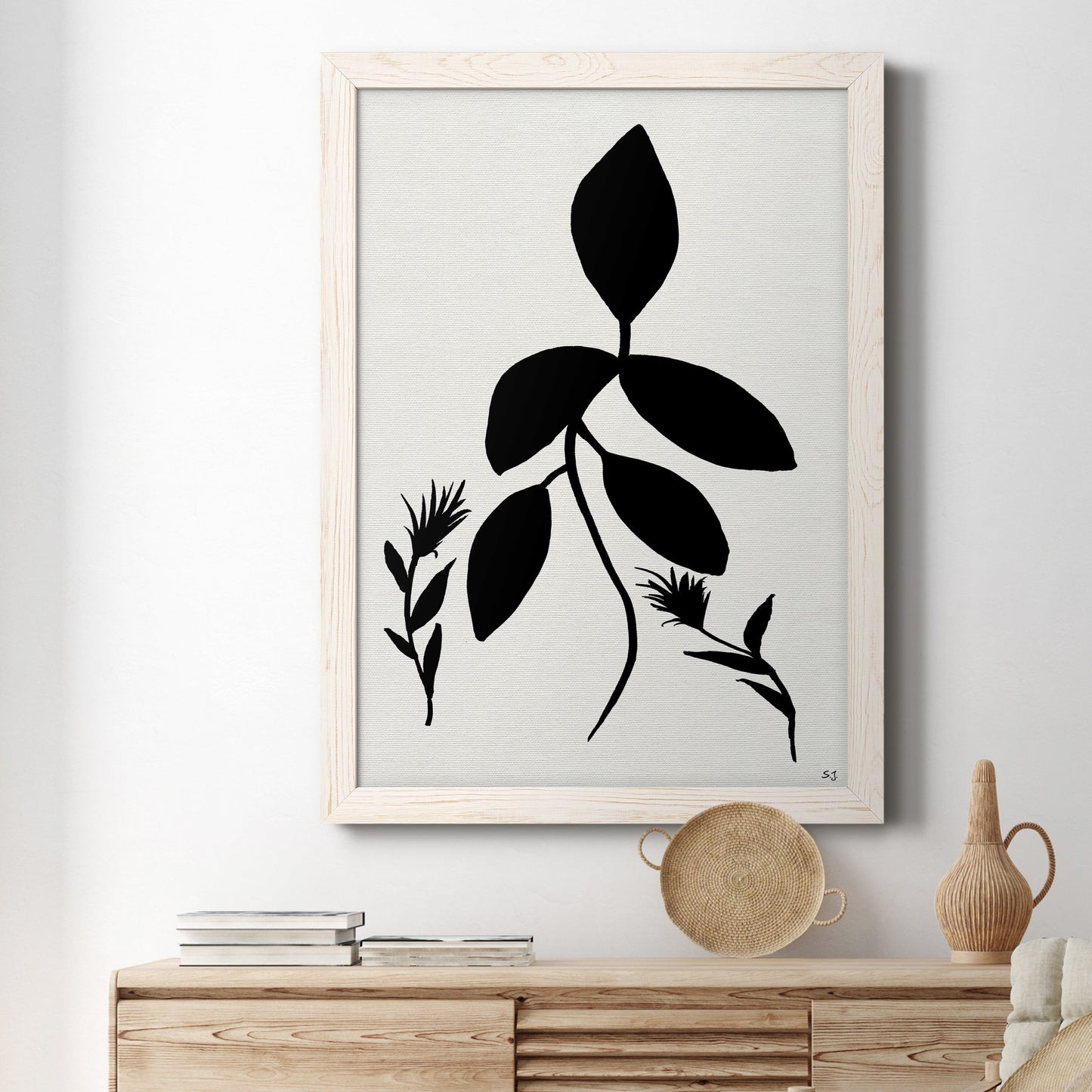 Silhouette Garden I - Barnwood Framed Canvas Print