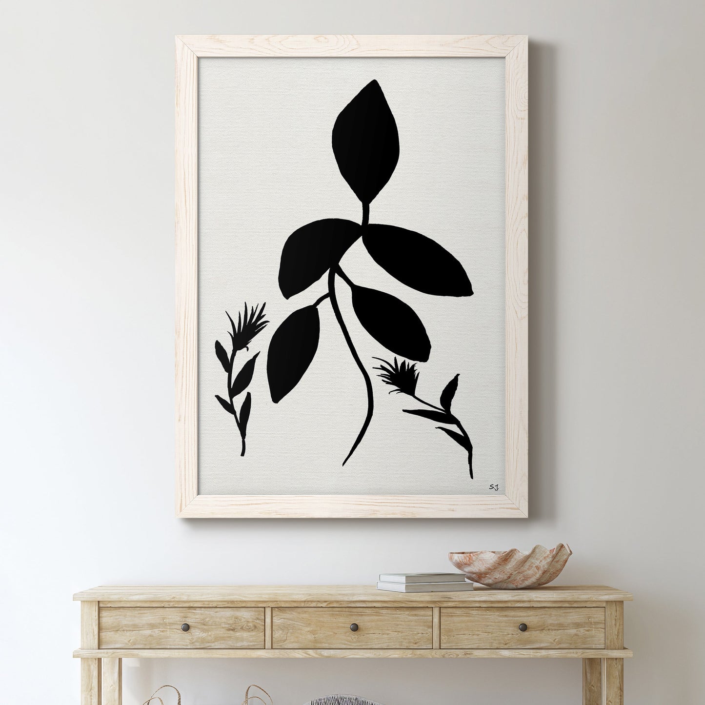 Silhouette Garden I - Barnwood Framed Canvas Print