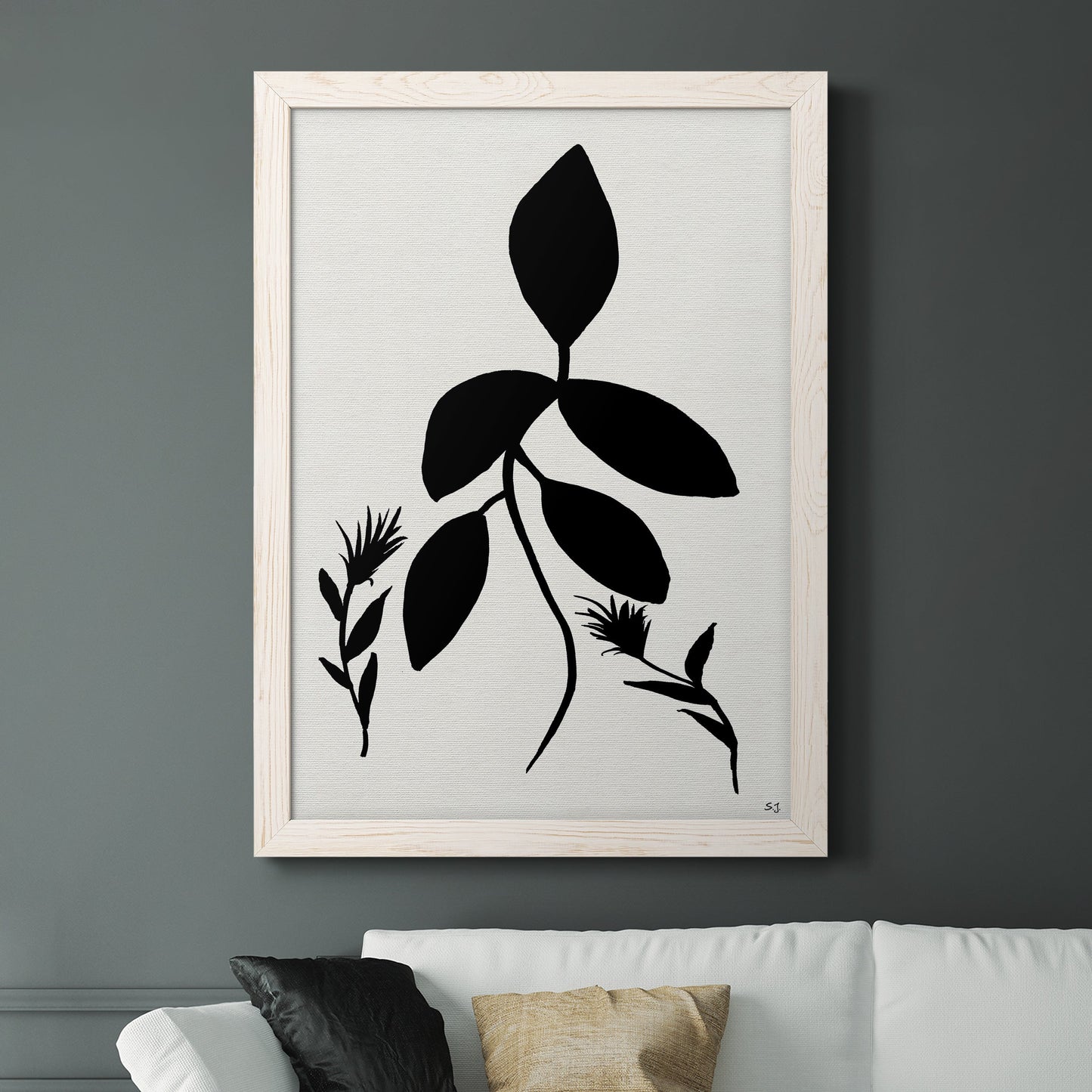 Silhouette Garden I - Barnwood Framed Canvas Print