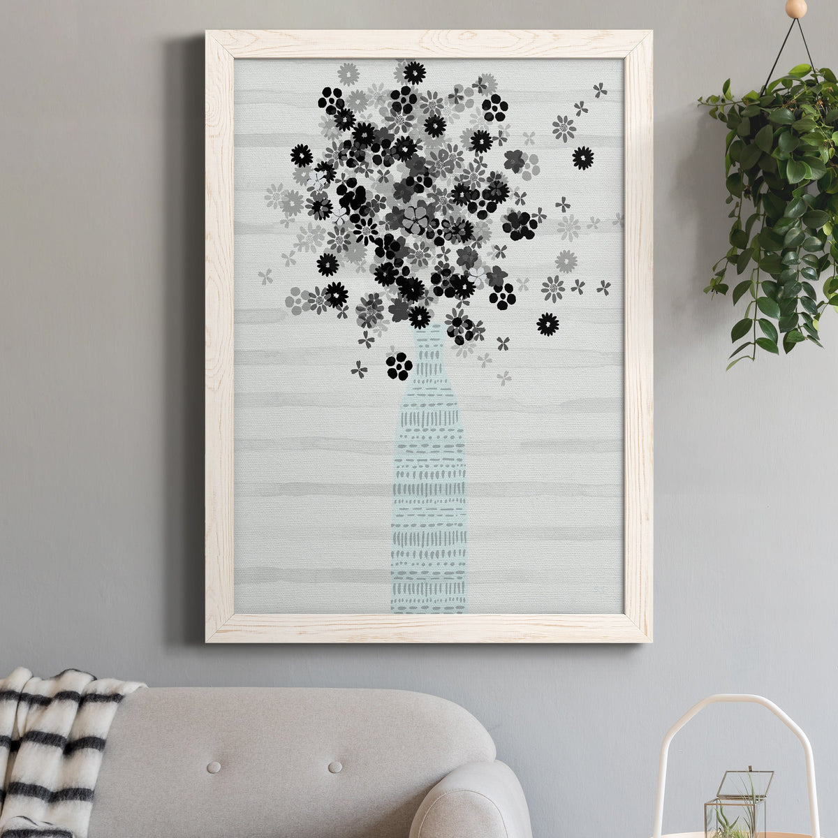 Bouquet of Black & White - Barnwood Framed Canvas Print