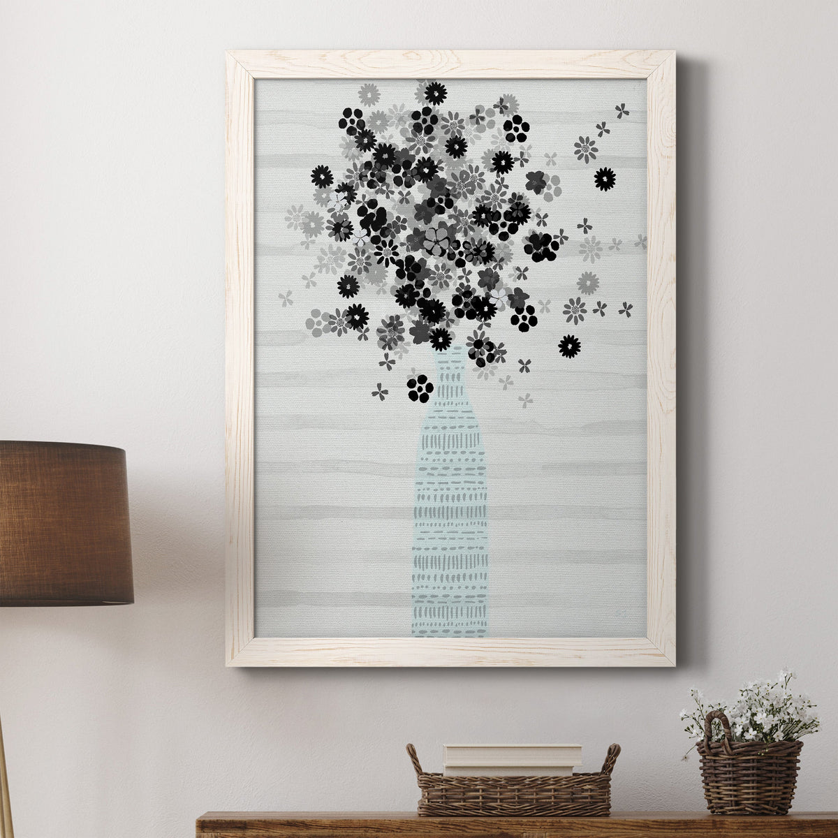Bouquet of Black & White - Barnwood Framed Canvas Print