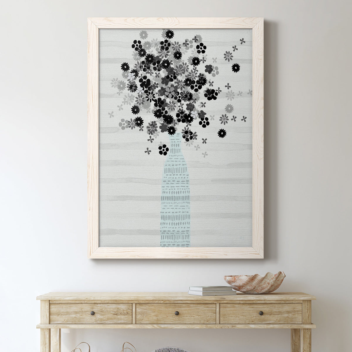 Bouquet of Black & White - Barnwood Framed Canvas Print
