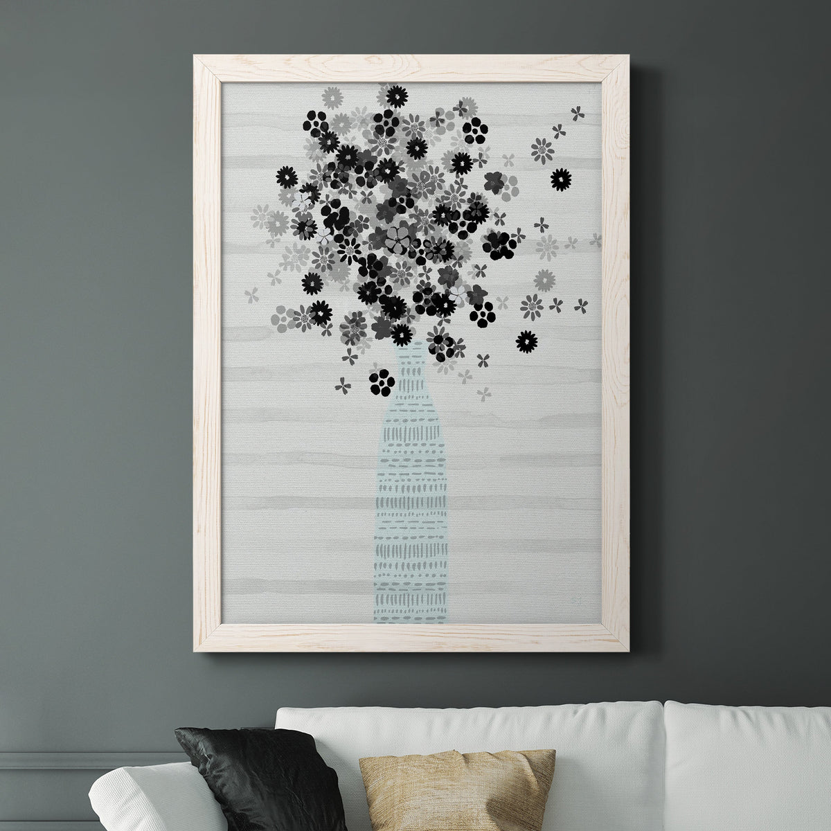 Bouquet of Black & White - Barnwood Framed Canvas Print