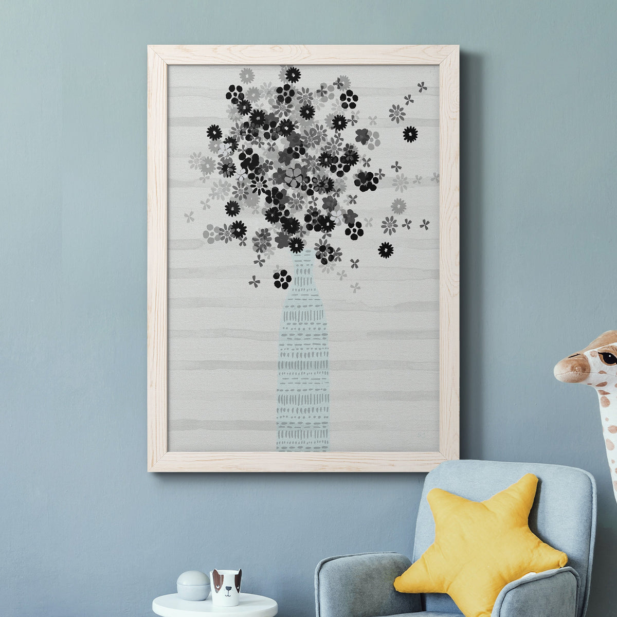 Bouquet of Black & White - Barnwood Framed Canvas Print