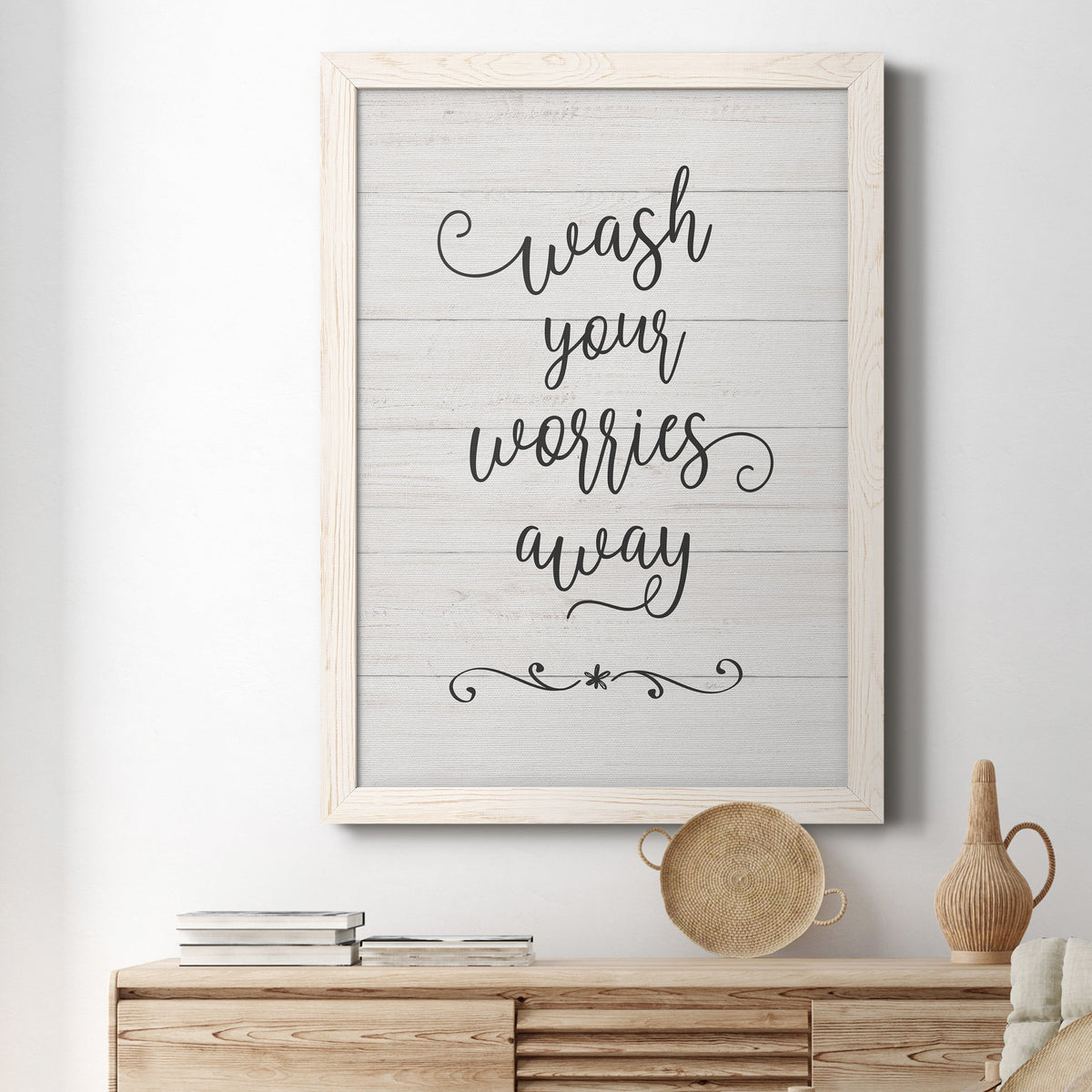 Wash Worries - Barnwood Framed Canvas Print