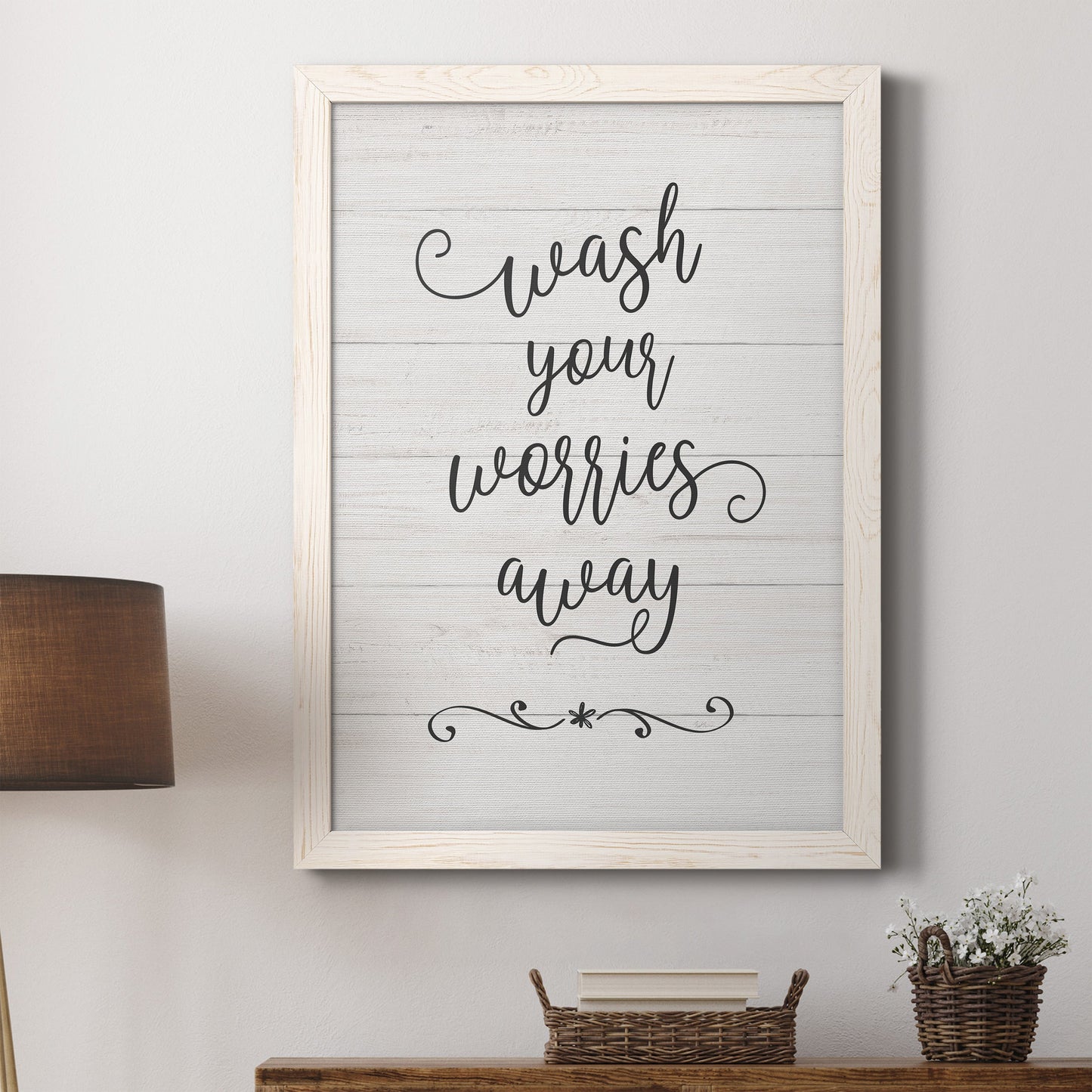 Wash Worries - Barnwood Framed Canvas Print