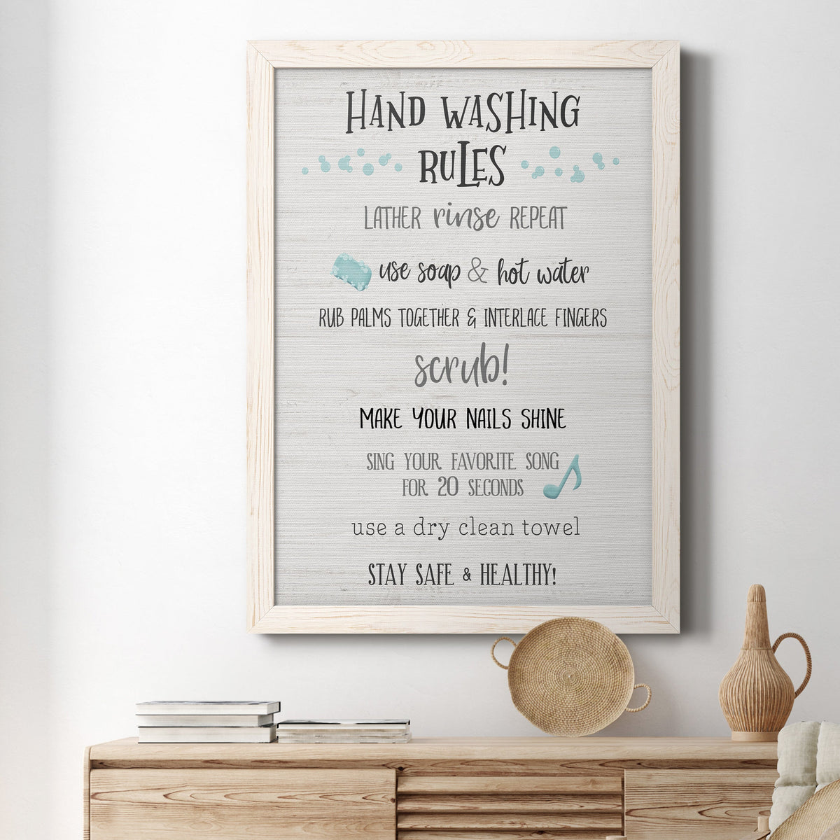Stay Safe Rules - Barnwood Framed Canvas Print
