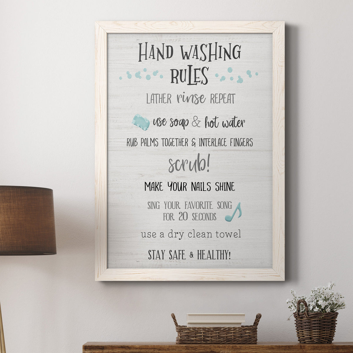Stay Safe Rules - Barnwood Framed Canvas Print