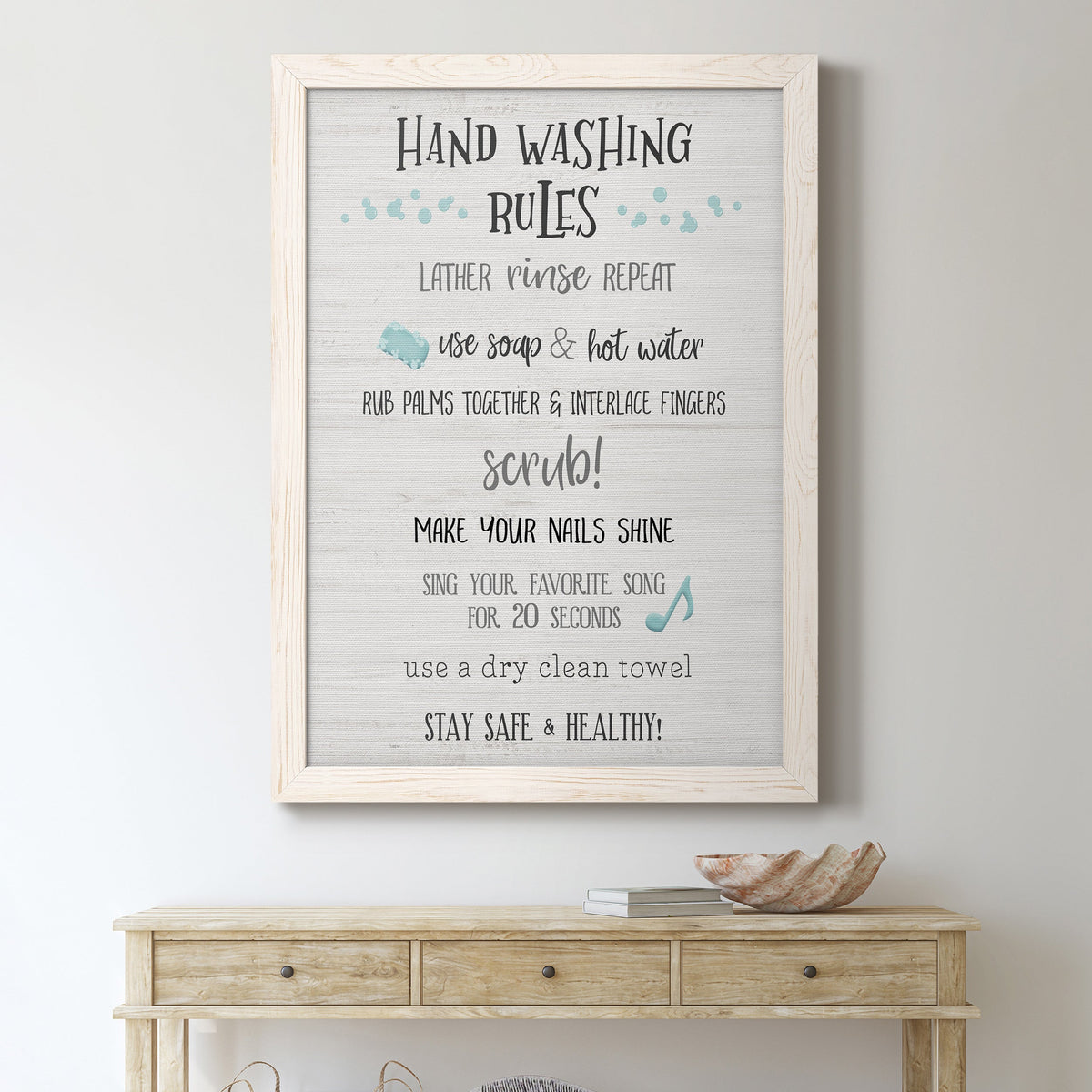 Stay Safe Rules - Barnwood Framed Canvas Print
