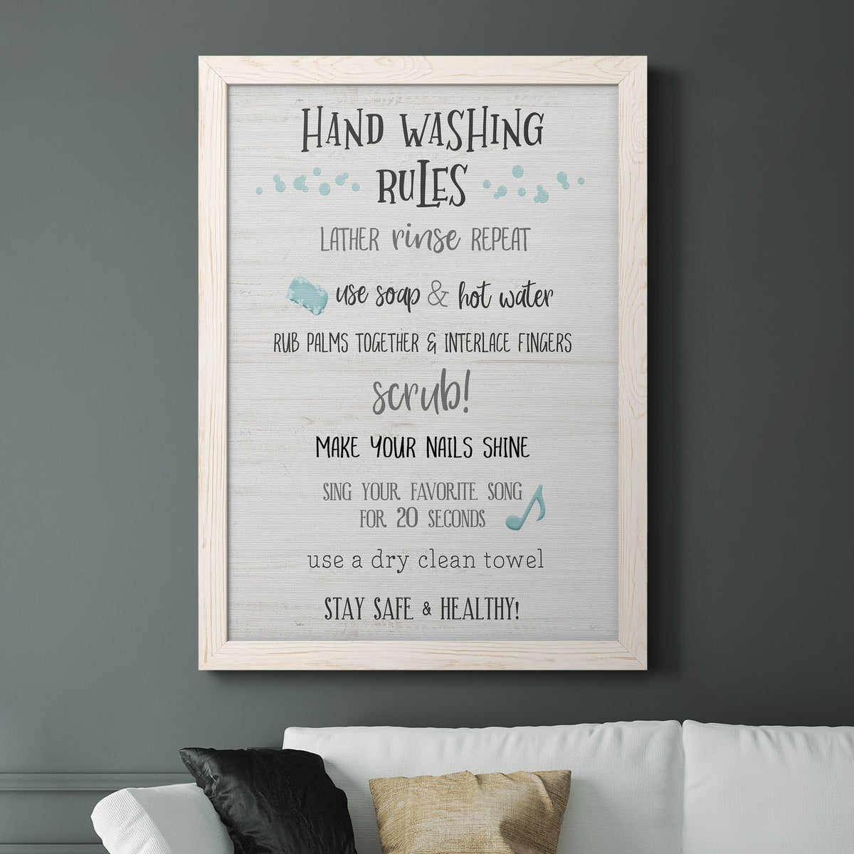 Stay Safe Rules - Barnwood Framed Canvas Print