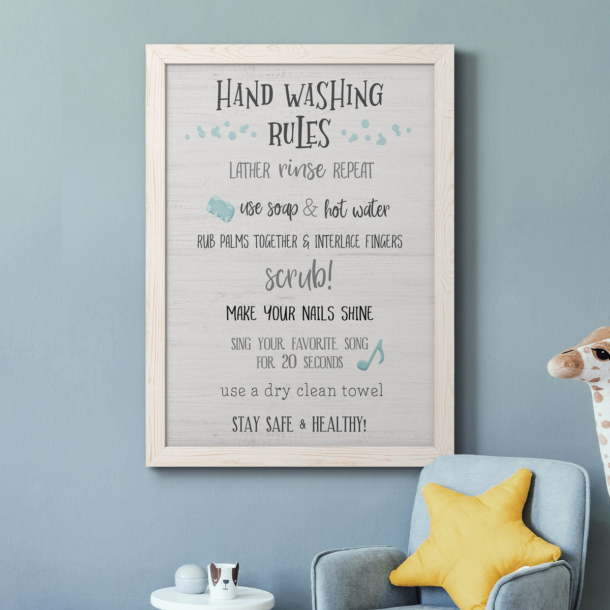 Stay Safe Rules - Barnwood Framed Canvas Print