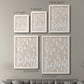 Size comparison chart for a set of two white barnwood framed canvas prints.