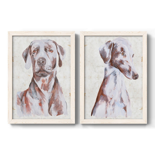 Sitting Dog I - Barnwood Framed Canvas Set