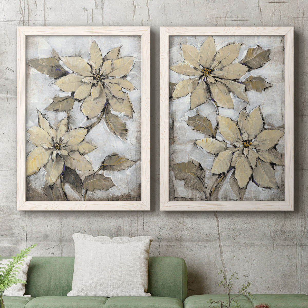 Poinsettia Study I - Barnwood Framed Canvas Set