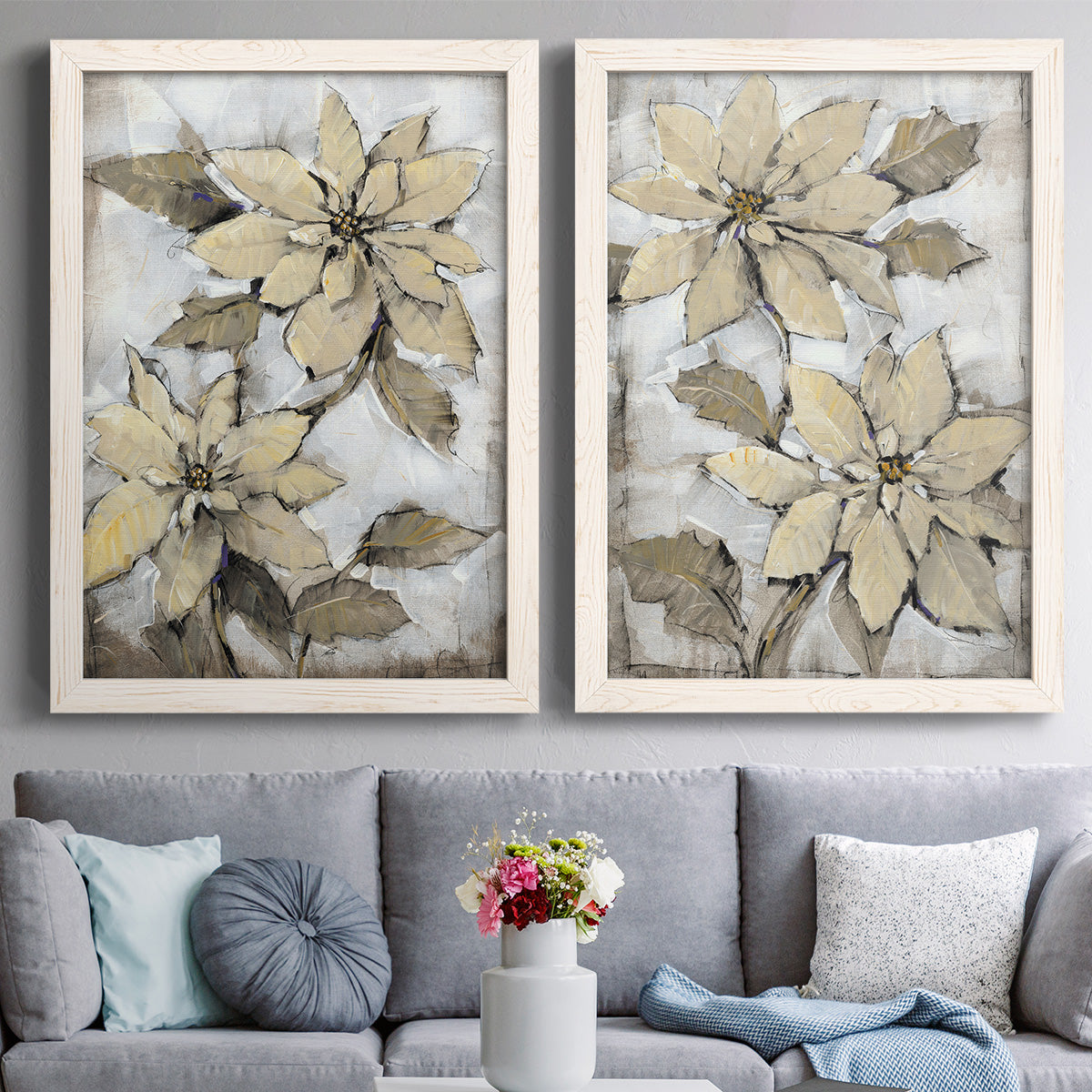 Poinsettia Study I - Barnwood Framed Canvas Set