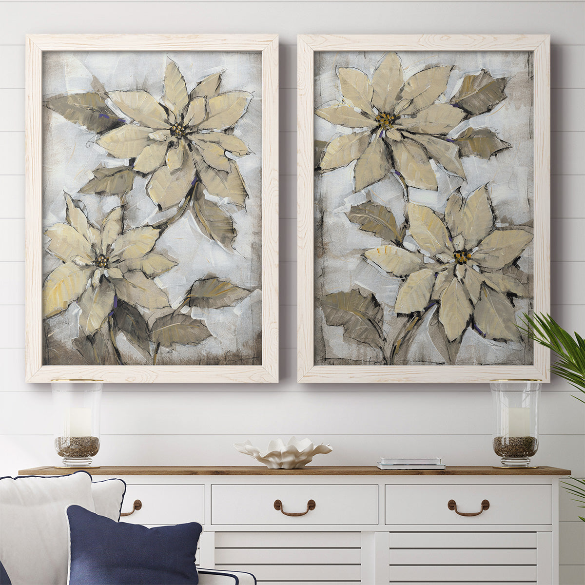 Poinsettia Study I - Barnwood Framed Canvas Set