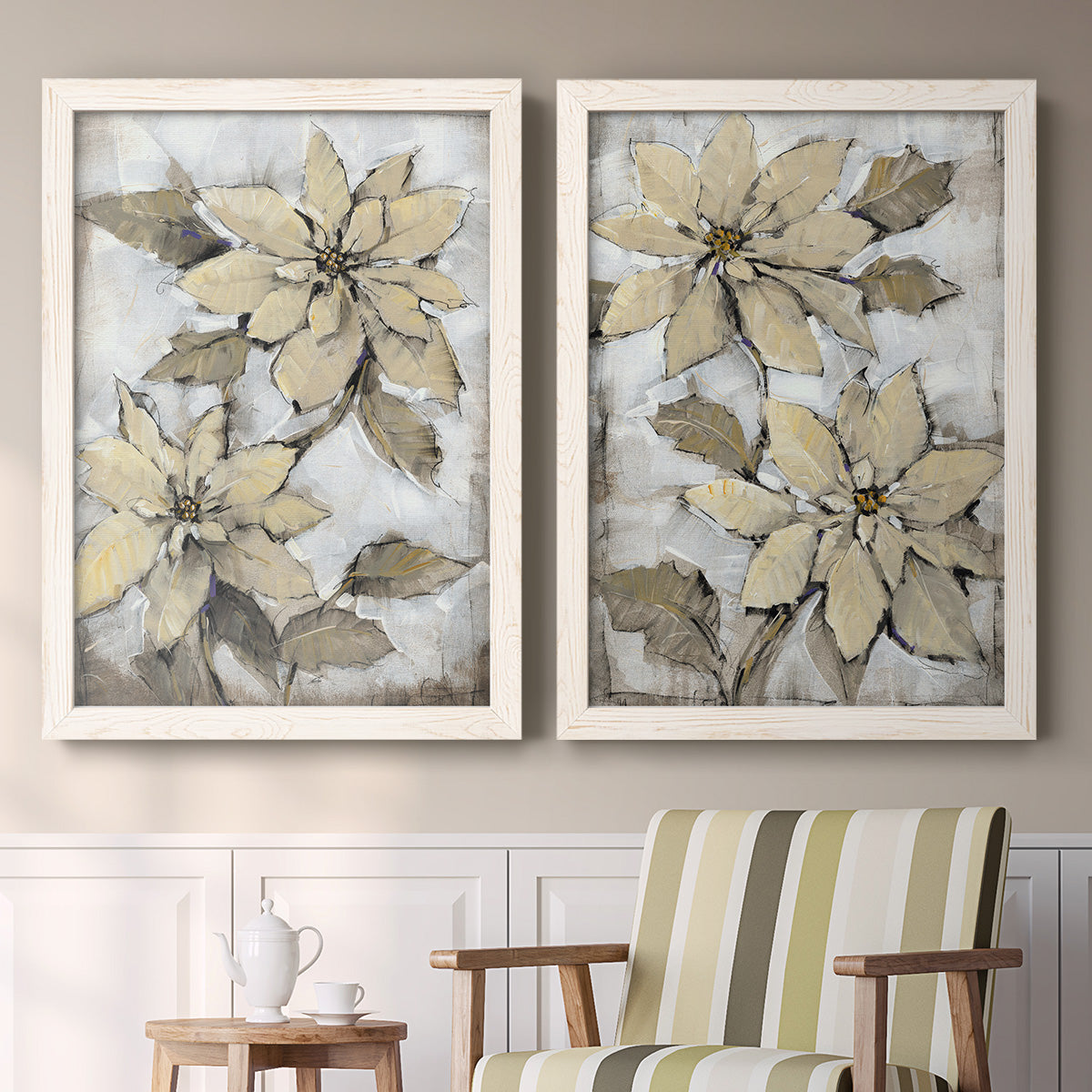 Poinsettia Study I - Barnwood Framed Canvas Set