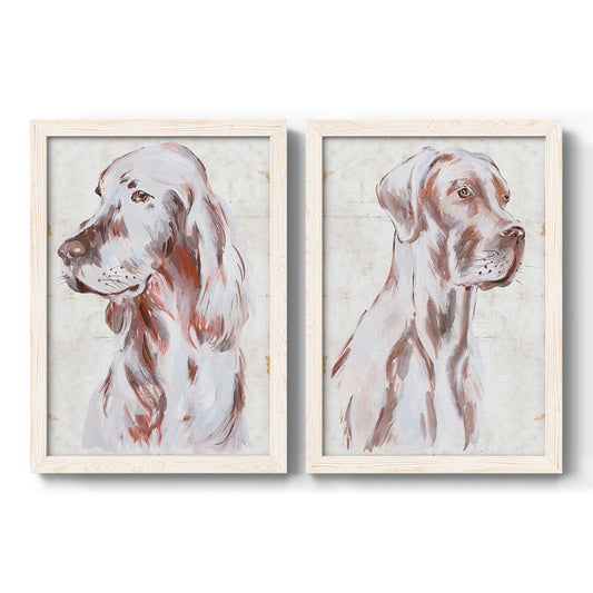 Sitting Dog III - Barnwood Framed Canvas Set