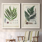 Set of two white barnwood framed canvas prints depicting two natural-history fern plates featuring vintage fern specimens with botanical details above a sideboard in a cozy sitting room.