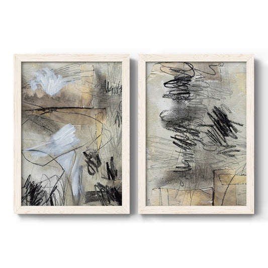 Set of two white barnwood framed canvas prints featuring .