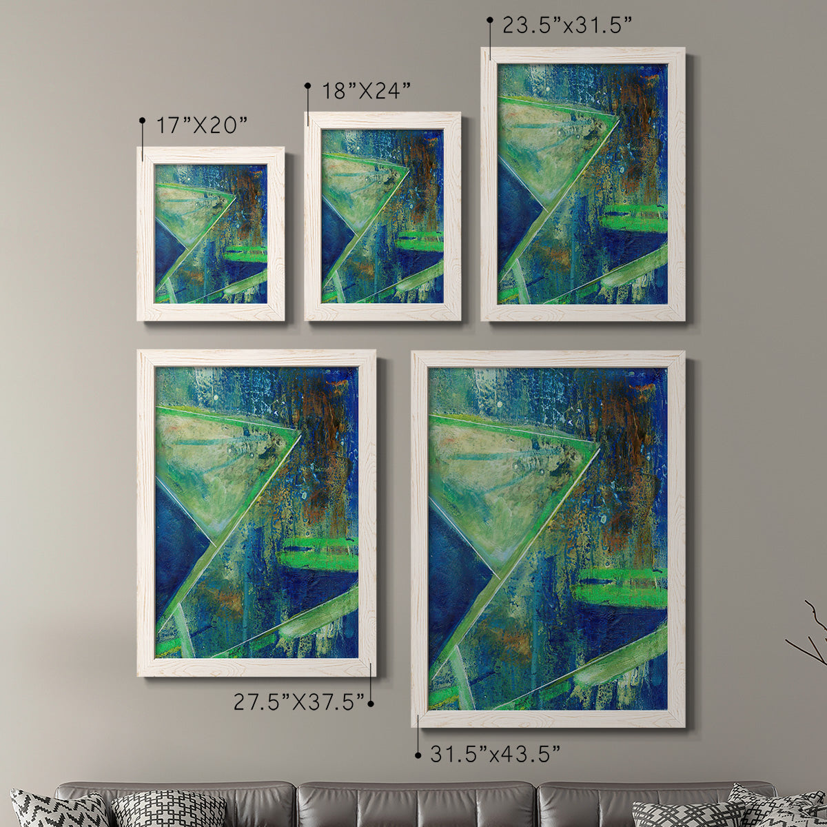 Geometric in Cool VII - Barnwood Framed Canvas Set
