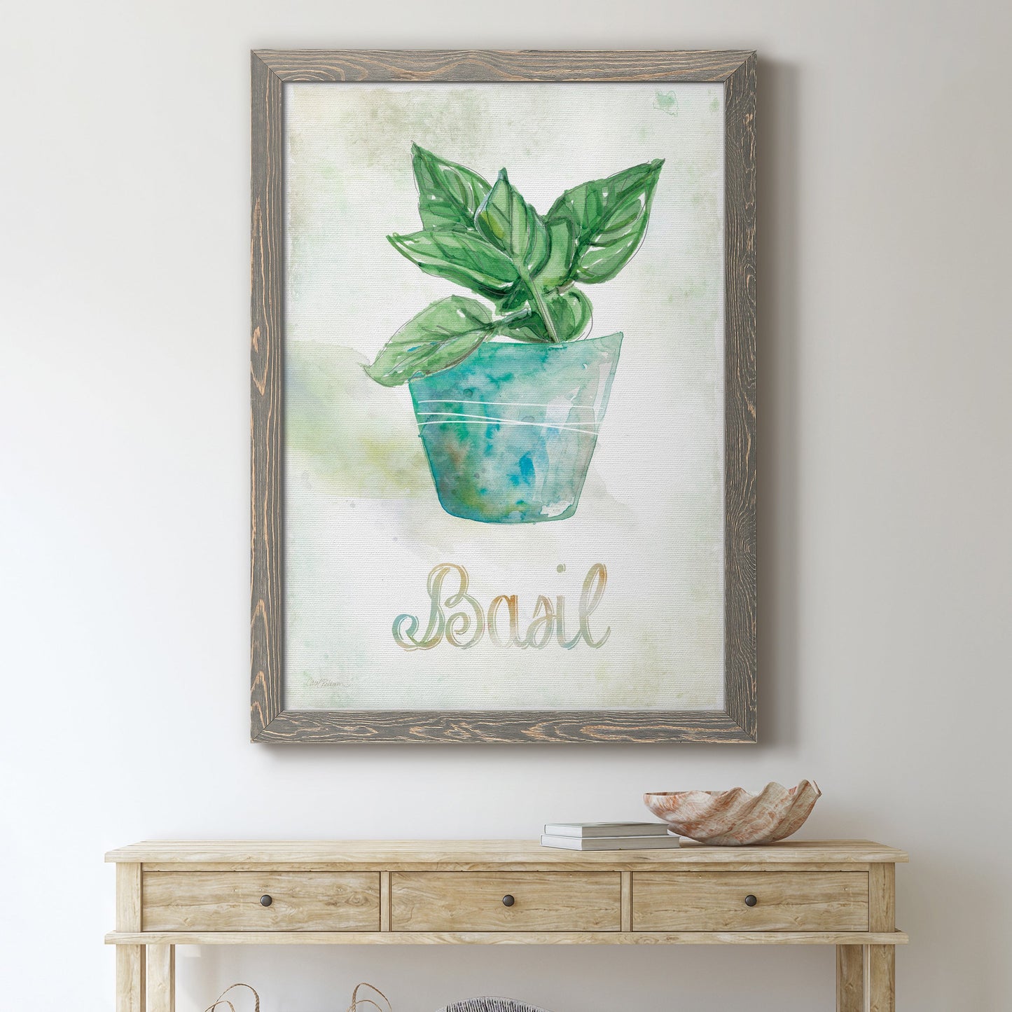 Potted Basil - Barnwood Framed Canvas Print
