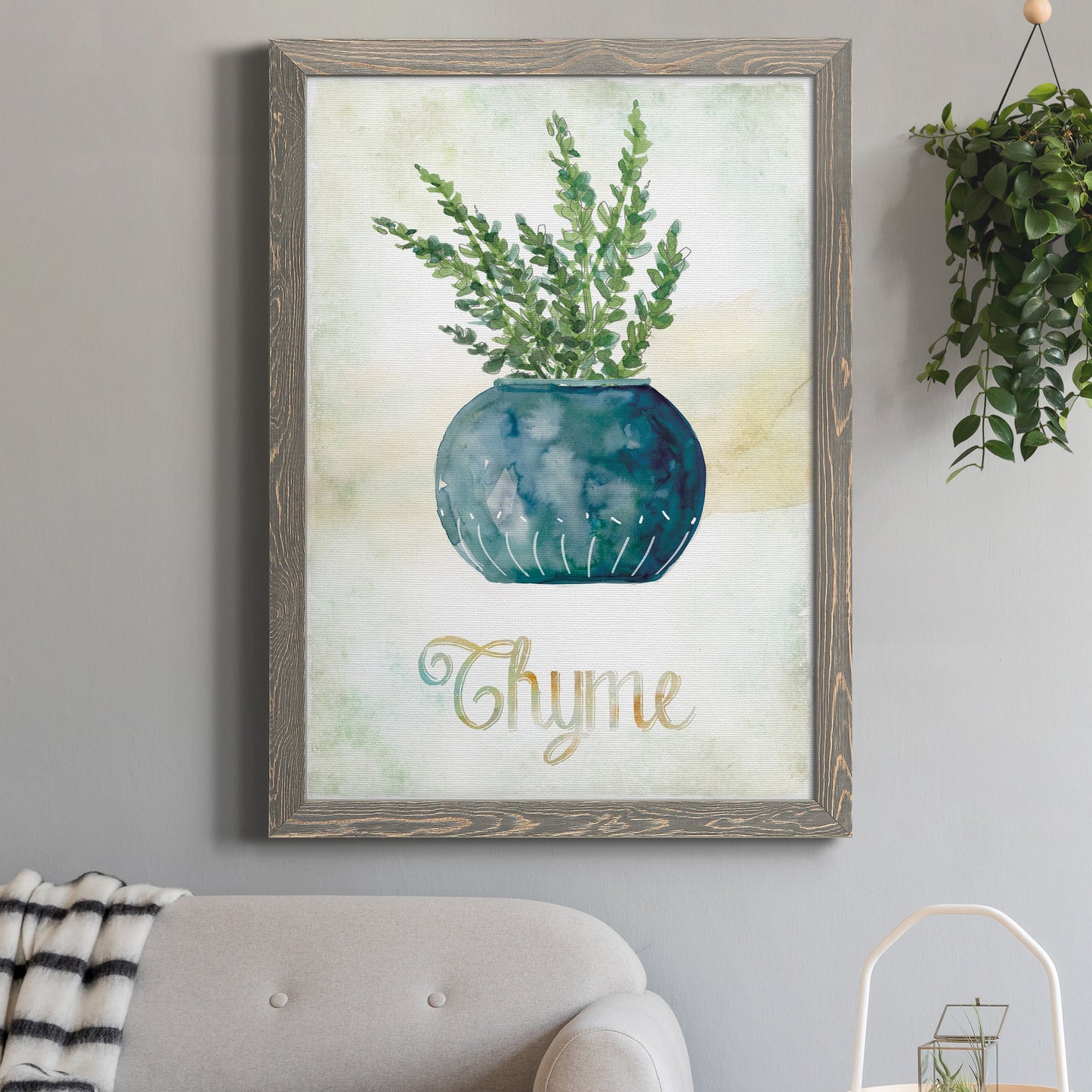 Potted Thyme - Barnwood Framed Canvas Print