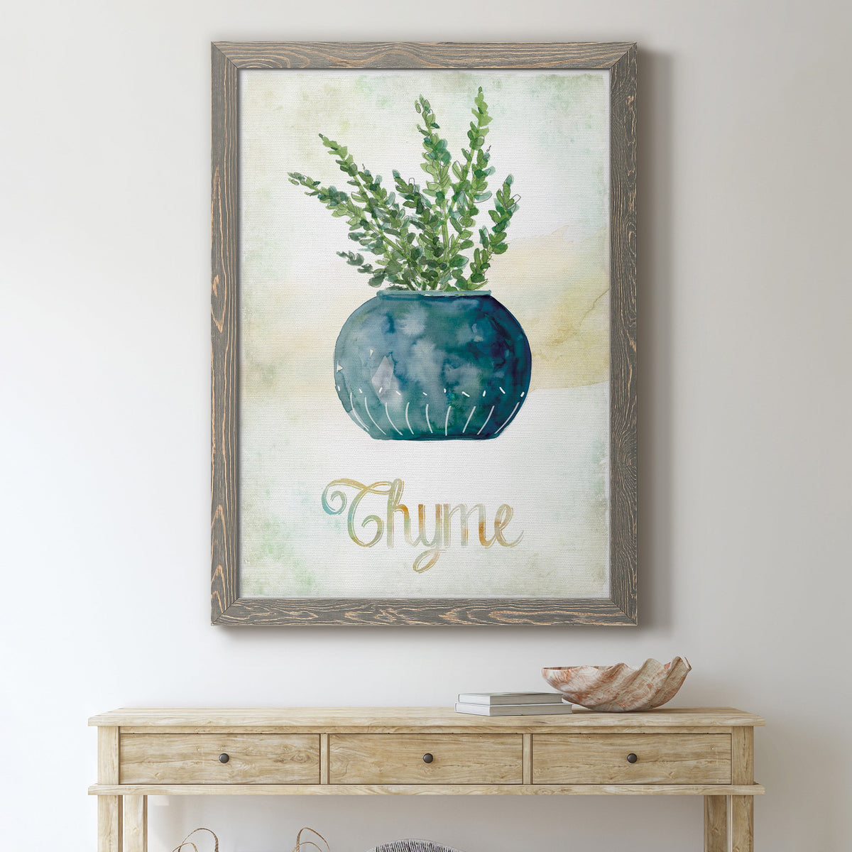 Potted Thyme - Barnwood Framed Canvas Print