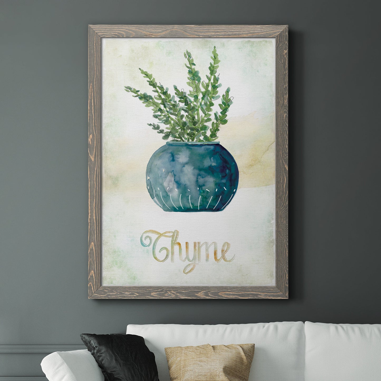 Potted Thyme - Barnwood Framed Canvas Print